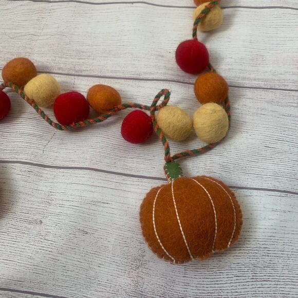 Haymarket Square Pumpkin Felt Ball Fall Garland Jute String Fall Thanksgiving 6' - Picture 4 of 10